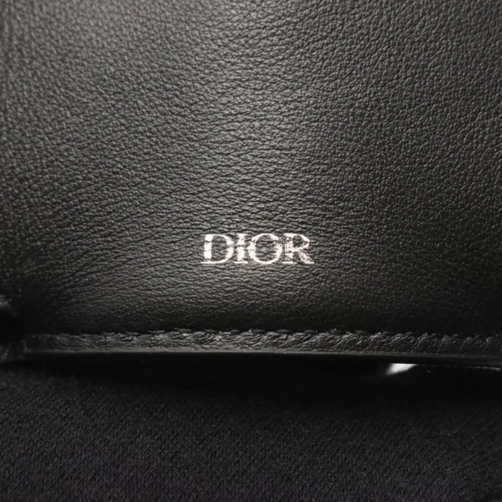 Dior Trifold Wallet White Canvas Black Beige Black Blue